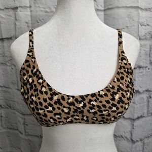 Aerie Leopard Print Scoop Bikini Top Size Large